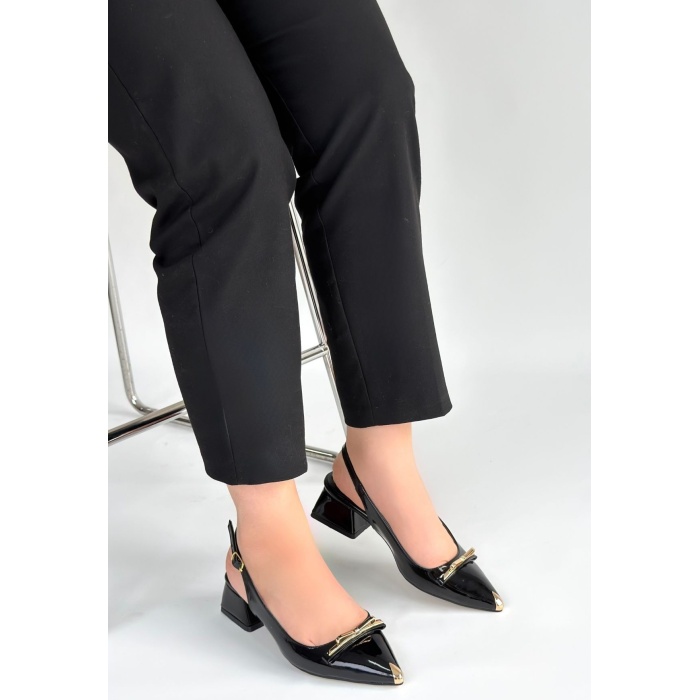 Ricy Siyah Rugan Topuklu Ayakkabı - Lisinya