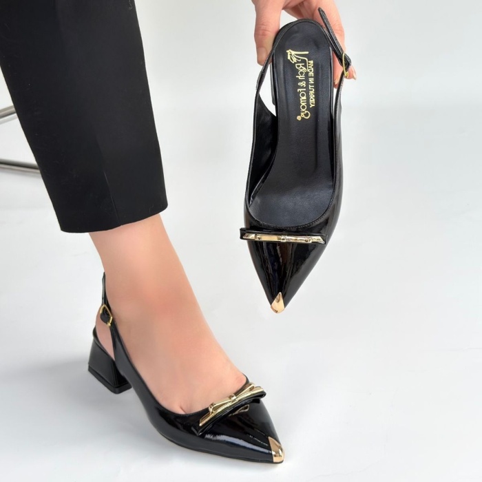 Ricy Siyah Rugan Topuklu Ayakkabı - Lisinya