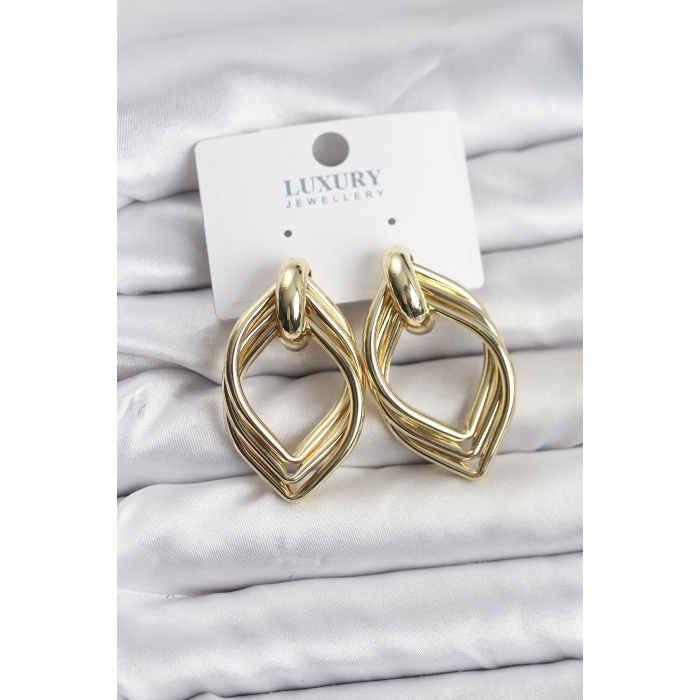 Vintage Gold Renk Pirinç Kadın Küpe - Lisinya