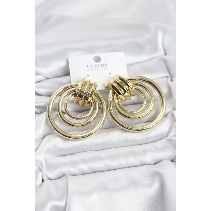 Pirinç Gold Renk Halka Model Vintage Kadın Küpe - Lisinya