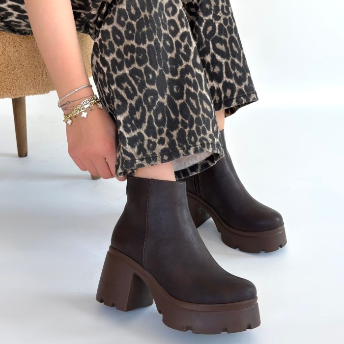 Belay Acı Kahve Nubuk Topuklu Bot - Lisinya