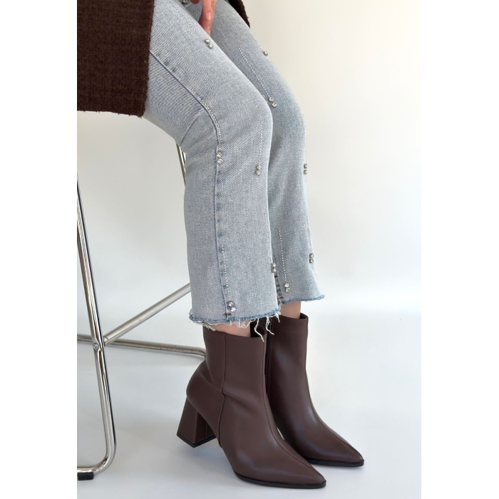 Oter Kahverengi Cilt Topuklu Bot - Lisinya