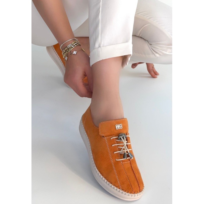 Warte Turuncu Süet Bağcıklı Spor Ayakkabı - Lisinya