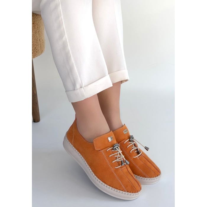 Warte Turuncu Süet Bağcıklı Spor Ayakkabı - Lisinya