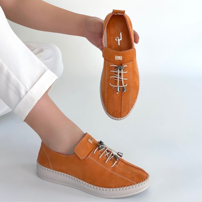 Warte Turuncu Süet Bağcıklı Spor Ayakkabı - Lisinya