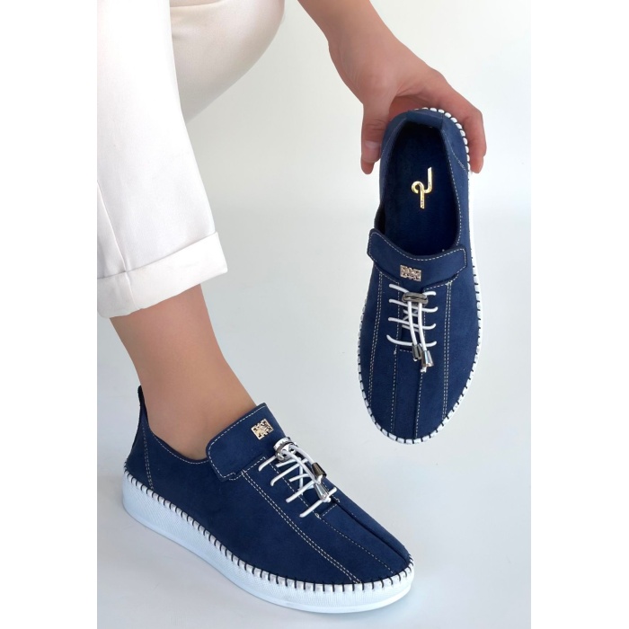 Warte Lacivert Süet Bağcıklı Spor Ayakkabı - Lisinya