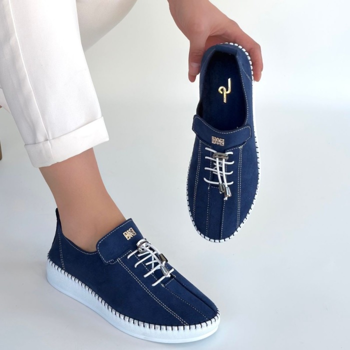 Warte Lacivert Süet Bağcıklı Spor Ayakkabı - Lisinya