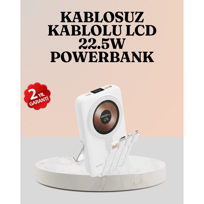 Kablosuz ve Kablolu Şarj Destekli Taşınabilir Powerbank - Lisinya