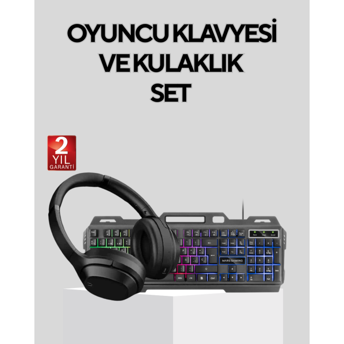 Gaming Set Işıklı Klavye Mouse + Bluetooth 5.2 Kulaklık Oyuncu Paketi - Lisinya