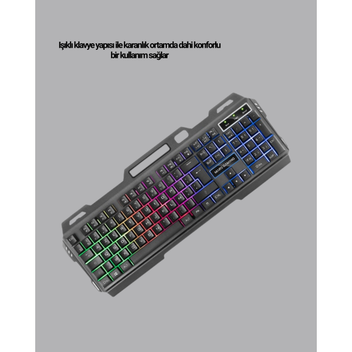 Işıklı Oyuncu Klavye Mouse ve Bluetooth Kulaklık Seti Türkçe Q USB - Lisinya