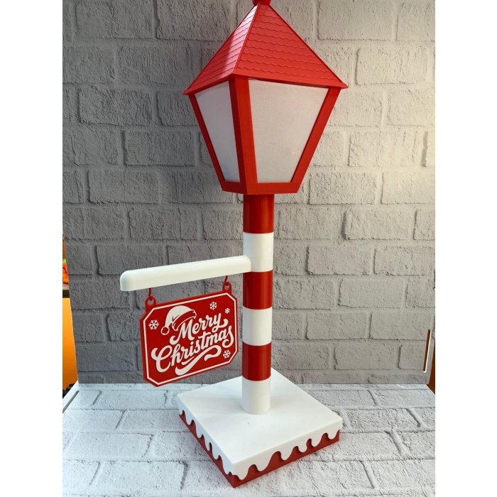 Noel Temalı Tabelalı Lamba Dekoratif Aydınlatma Yılbaşı Süsü - Lisinya