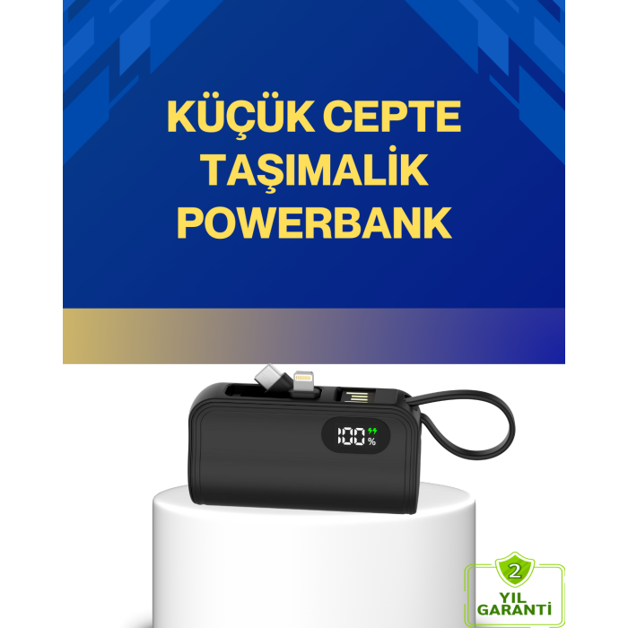 LED Göstergeli 2000mAh Cep Tipi Hızlı Şarj Powerbank - Lisinya