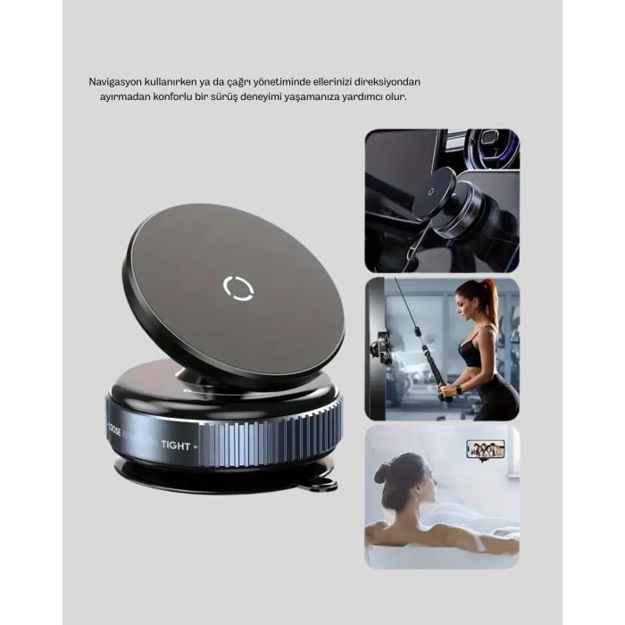 Mıknatıslı Araç Telefon Tutucu Vakum Teknolojili 360° Ayarlanabilir - Lisinya
