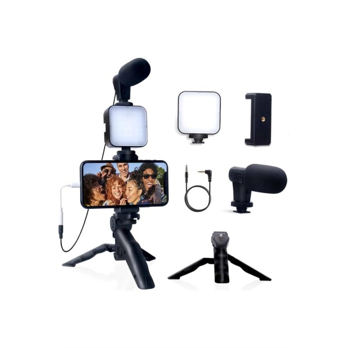 Akıllı Telefon Vlog Kiti Tripod Mini Mikrofonlu Telefon Tutucu - Lisinya