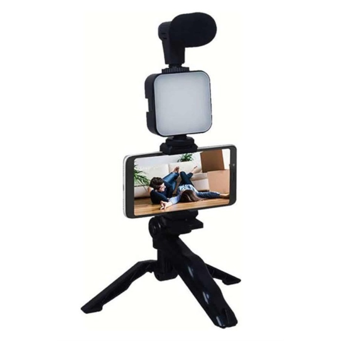 Telefon Tutucu Mikrofonlu Işıklı Youtuber Video Kayıt - Lisinya