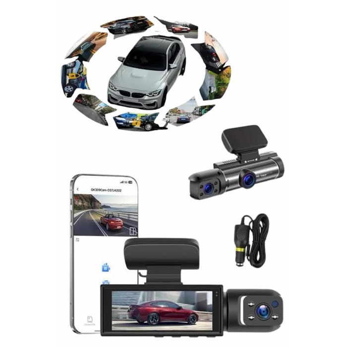 Video ve Fotoğraf Kaydedici Sürüş Kamerası Ön ve Arka Çift Kameralı - Lisinya