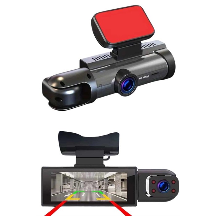 Araç Kamerası Black Box Çift Kameralı Ekranlı Full HD Sürüş Kamerası - Lisinya
