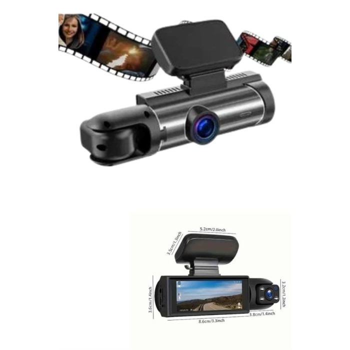 Araç İçi Full Hd Kamera Ön ve Arka Kameralı Ekranlı Araç Kamerası - Lisinya