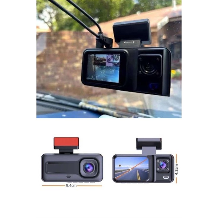 1080p Sürüş Kaydedici 2 İnç Araç Araba Ön İç Arka DVR IPS Ekran - Lisinya