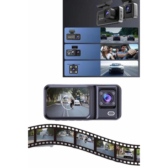 DVR Araç İçi Kamera Ön ve İç Kamera 2 İnç Ekranlı Çift Kamera - Lisinya