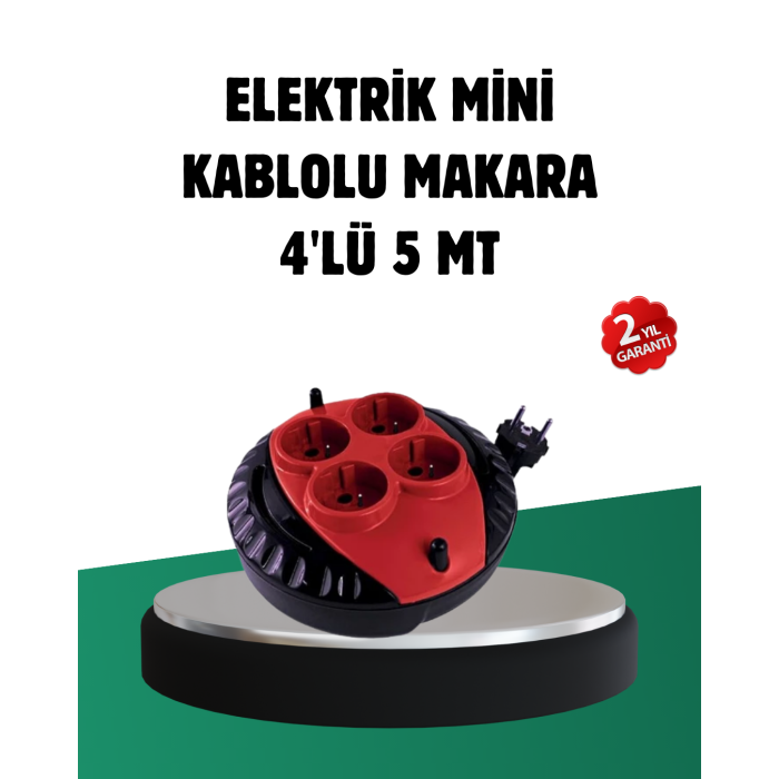 Türkiye Üretimi 5 Metre 4 Prizli Kablolu Makara - Lisinya