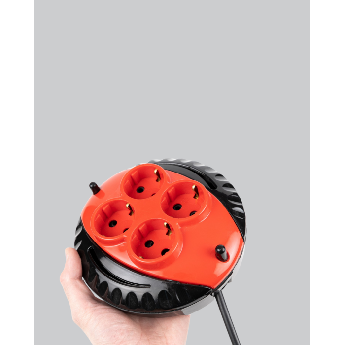 5 Metre Kablolu 4’lü Kırmızı Priz Makara - Lisinya