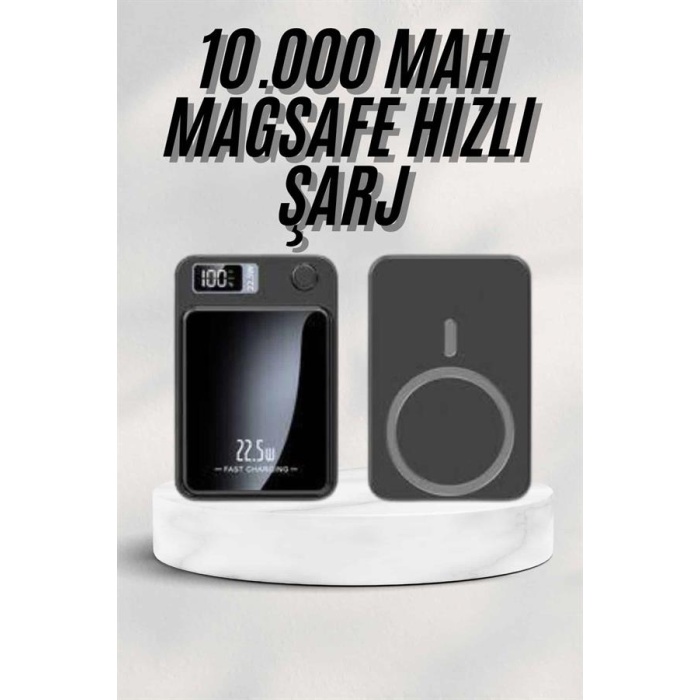 Taşınabilir Şarj Magsafe Powerbank 10.000 mAh Hızlı Şarj Led Göstergeli Kablosuz - Lisinya