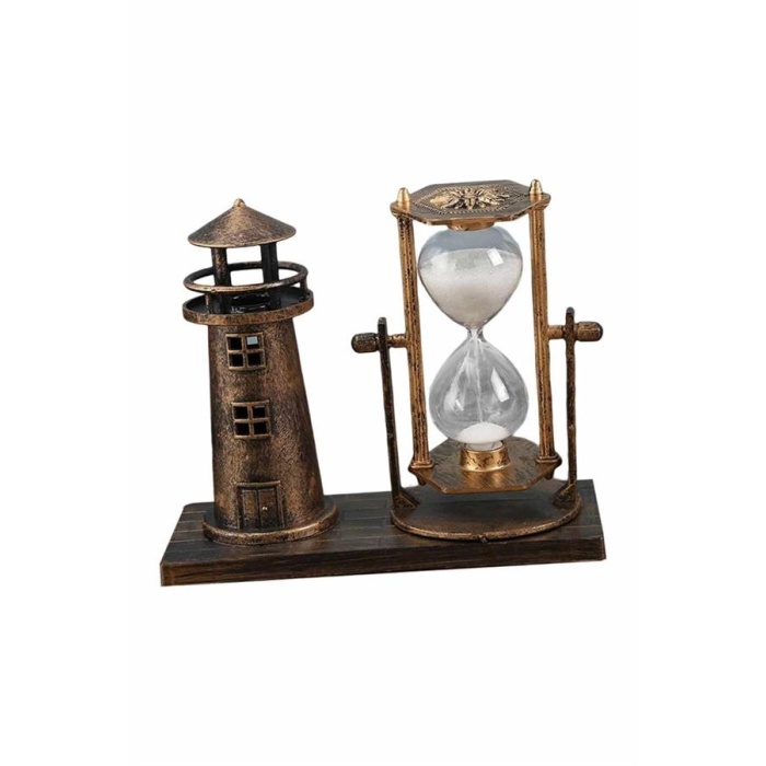 Hediyelik Eşya Retro Ahşap Deniz Feneri Kum Saati Biblo - Lisinya