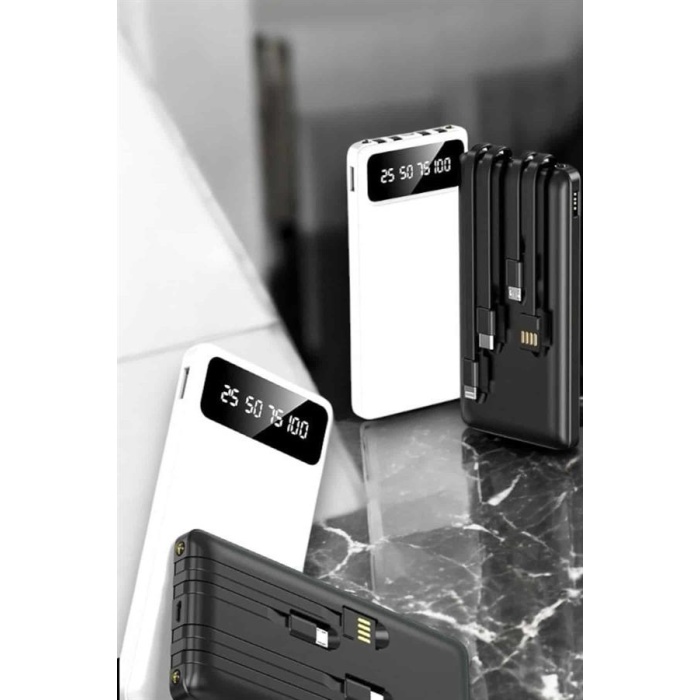 20.000 Mah Led Işıklı LCD Ekran USB Girişli Type-C Lightning Powerbank - Lisinya