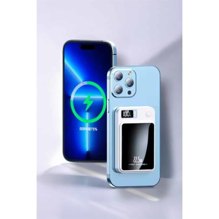 iOS Uyumlu 22.5W Hızlı Şarj Magsafe Powerbank Dijital Göstergeli 10.000 mAh - Lisinya