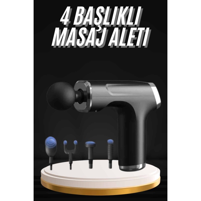 Şarjlı Masaj Tabancası 4 Başlıklı Mini Masaj Tabancası ve Masaj Aleti - Lisinya