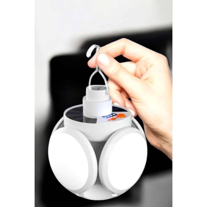 Kamp Lambası Işıldak Beyaz Işık Güneş Enerjili Solar Aydınlatma 5 Kanatlı Katlanabilir - Lisinya