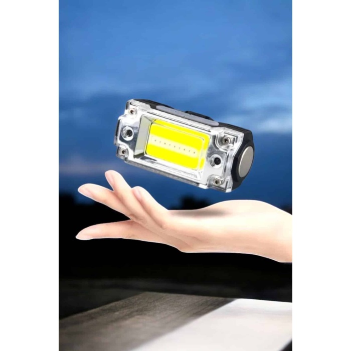 Beyaz Led Işık Sensörlü Kafa Lambası Lityum Batarya Led El Fenerli Şarjlı - Lisinya