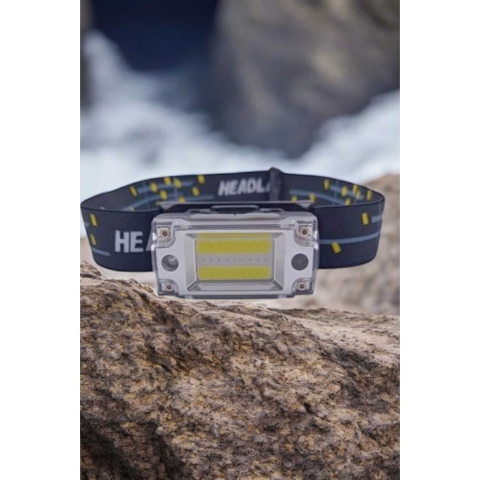 Beyaz Led Işık Sensörlü Kafa Lambası Lityum Batarya Led El Fenerli Şarjlı - Lisinya