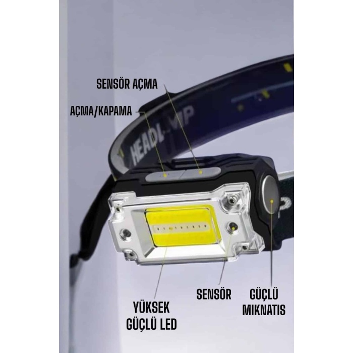 Kafa Lambası Kamp Feneri Balıkçı Feneri Başlıklı Suya Dayanıklı - Lisinya