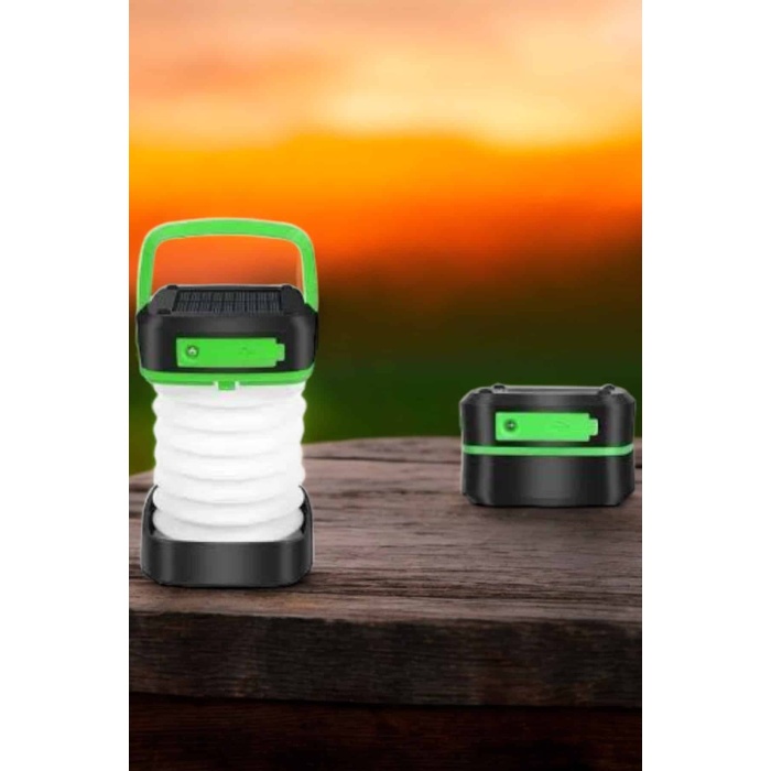 Katlanabilir Kamp Lambası Solar Fener Görünümlü 3 Kademeli Şarjlı - Lisinya
