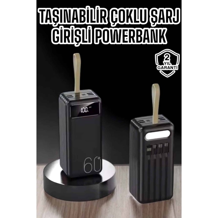 Powerbank 60.000 MAH 4 Portlu Uzun Şarj Süreli Dijital Göstergeli - Lisinya