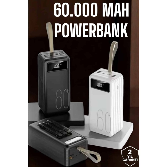 Powerbank 60.000 MAH Dijital Göstergeli 4 Portlu Taşınabilir - Lisinya