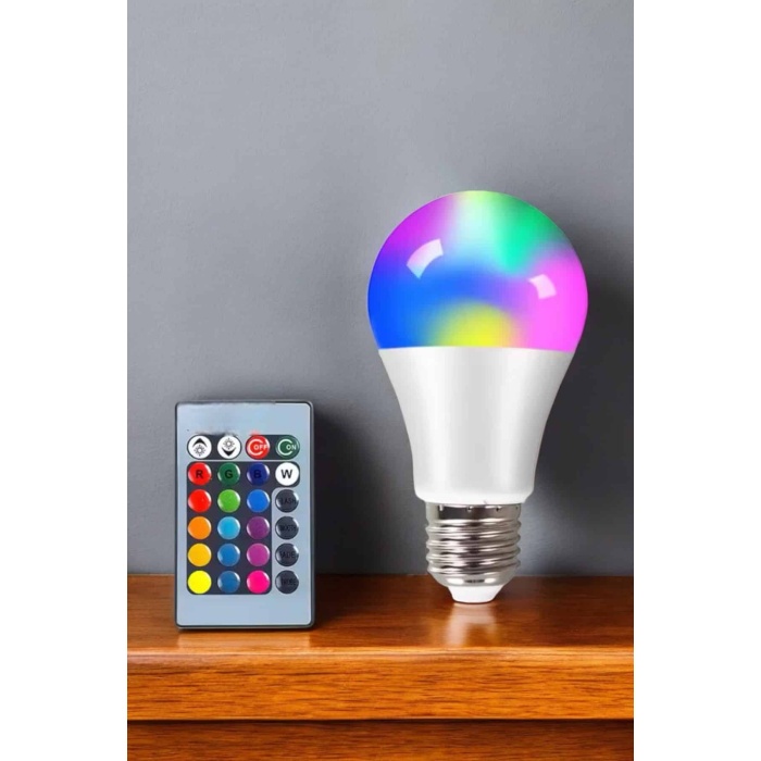 Renk Değiştirebilen RGB Işıklı Led Ampul A+Enerji 15 Watt Led Işık - Lisinya