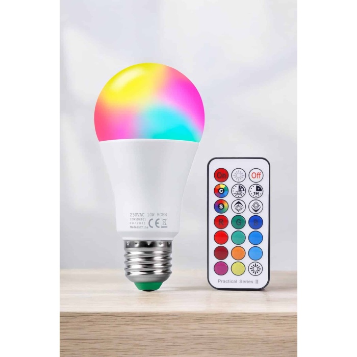 Renk Değiştirebilen RGB Işıklı Led Ampul A+Enerji 15 Watt Led Işık - Lisinya