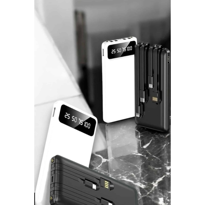 20.000 Mah Led Işıklı LCD Ekran USB Girişli Type-C Lightning Powerbank - Lisinya