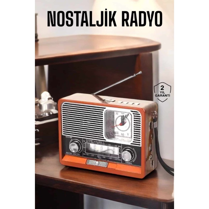 Ahşap Görünümlü Retro Bluetooth Radyo USB,AUX Ve SD Kart Girişli - Lisinya