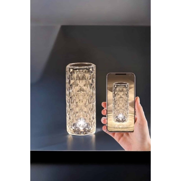 Gece Lambası Kristal Lamba Dokunmatik Şarjlı Hediyelik - Lisinya