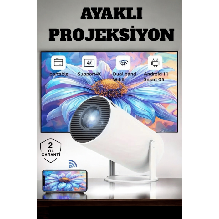 130 İnç Geniş Ekran ve 4K Destekli Full HD Projeksiyon Cihazı - Lisinya