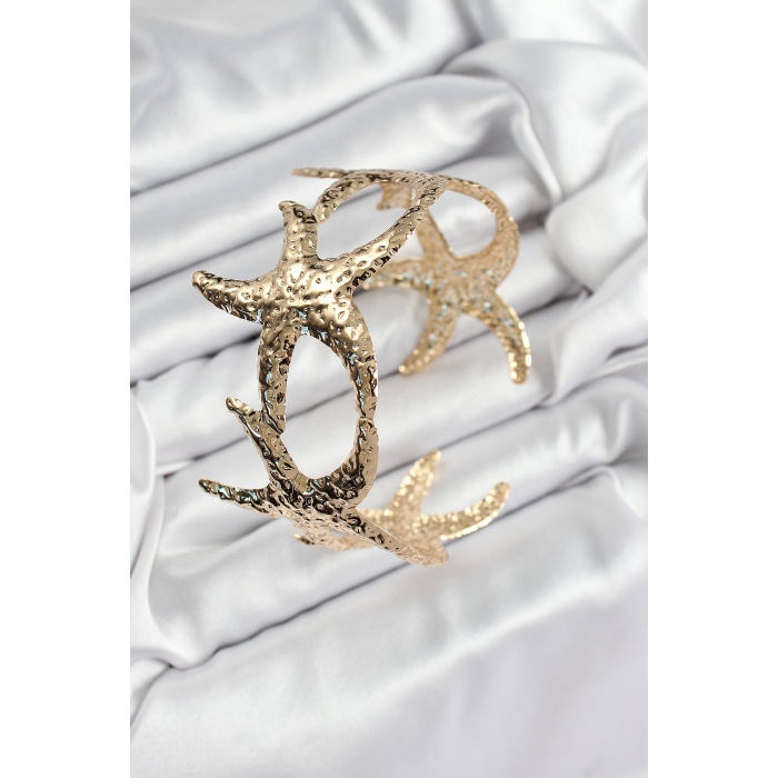 Pirinç Sıralı Deniz Yıldızı Model Gold Renk Kadın Pazu Bileklik - Lisinya