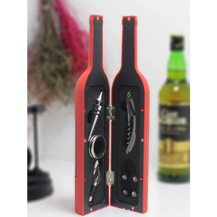 Şişe Tirbuşon Seti Büyük Kırmızı Alk2623 - Lisinya