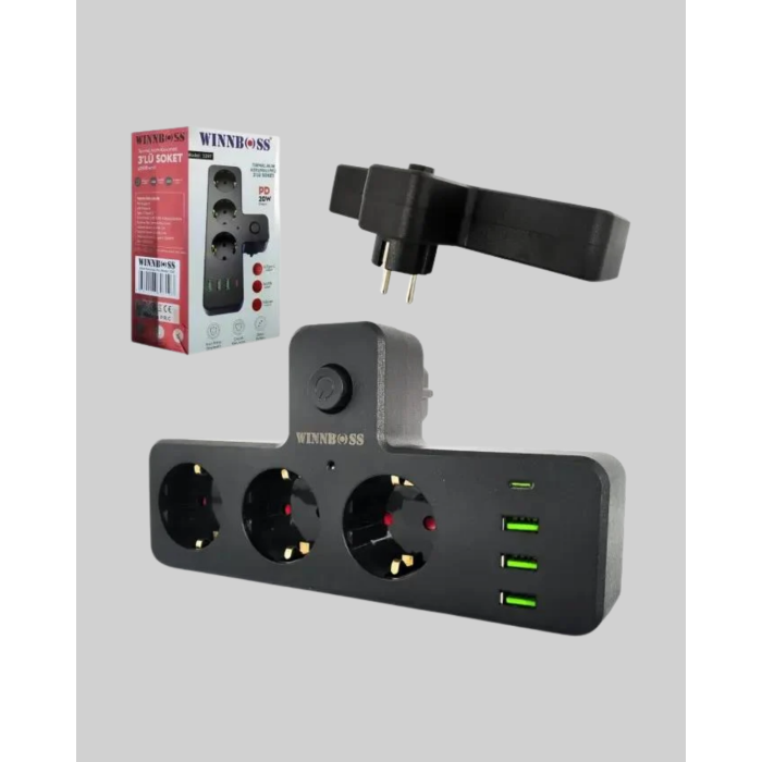 USB ve Type-C Portlu Anahtarlı Çoklu Priz Güç Ünitesi - Lisinya