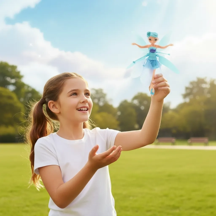 Uçan Peri Oyuncak Usb Kablolu ve Şarj Edilebilir Oyuncak Bebe Mavisi ( Lisinya )