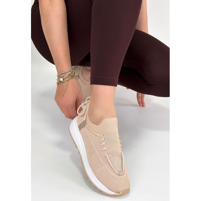 Renji Bej Triko Bağcıklı Spor Ayakkabı - Lisinya