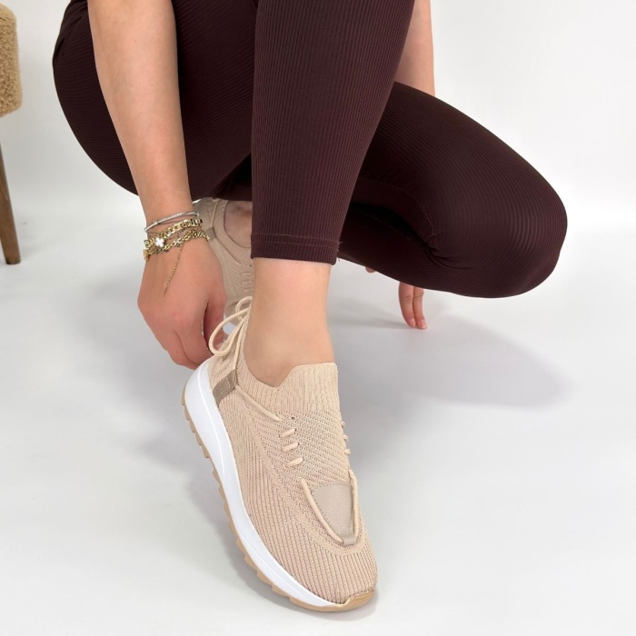 Renji Bej Triko Bağcıklı Spor Ayakkabı - Lisinya